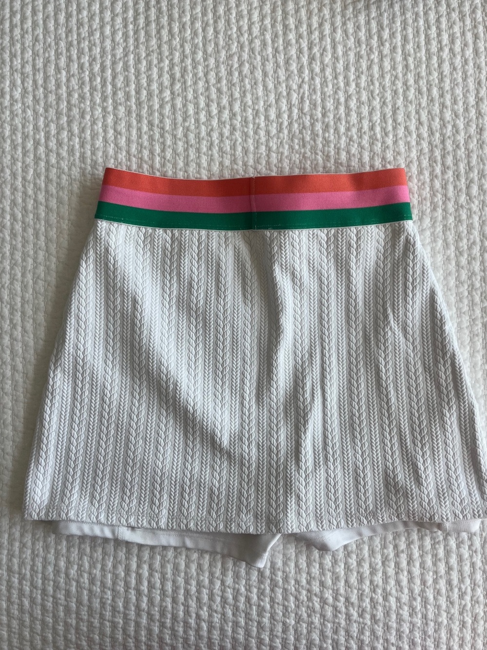 Beach Riot White Mini Skort with Green, Pink & Orange Stripe Waistband - Picture 2 of 3